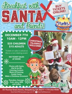 Breakfast with Santa December event 2024 Starlite Sharpsburg Peachtree city Newnan